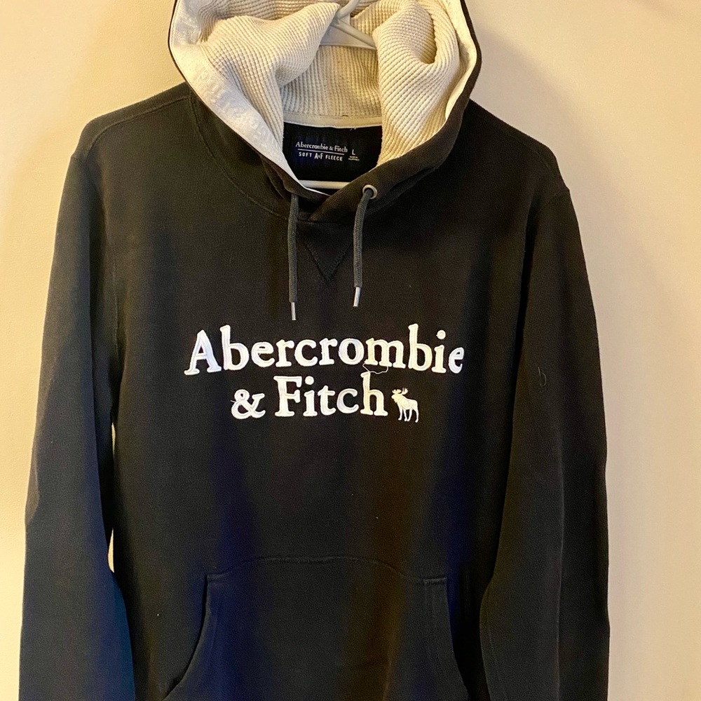 Abercrombie & Fitch Black and Cream Hoodie